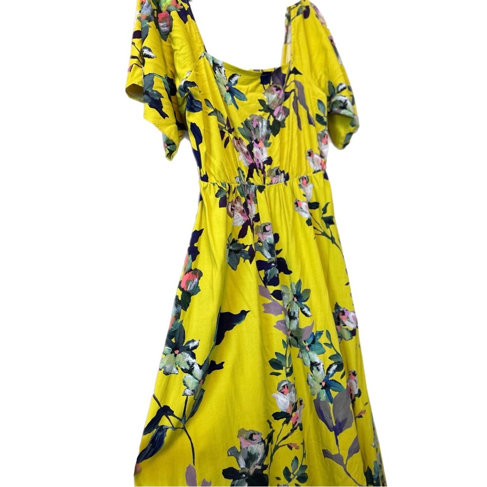Soft Surroundings Yellow Maise floral Off Shoulder Maxi Dress